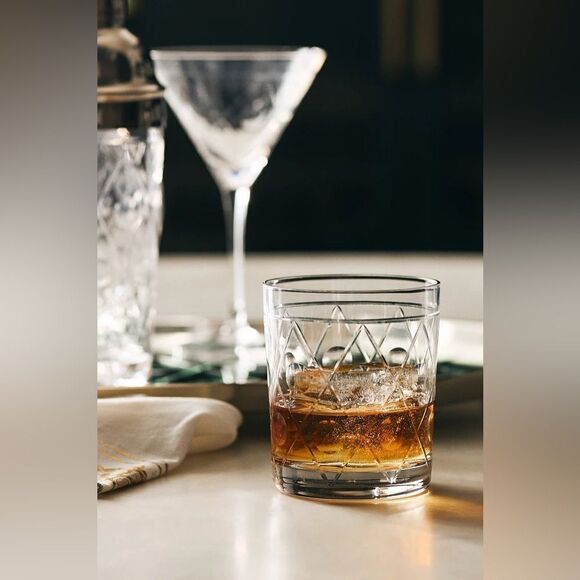 The Met X Anthropologie Double Old Fashioned Glasses Set Of 4 Open Box - Picture 2 of 2